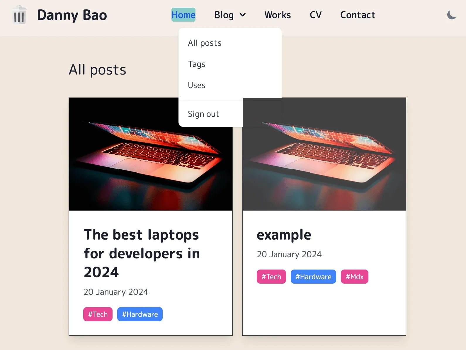Article card overlapping with dropdown menu