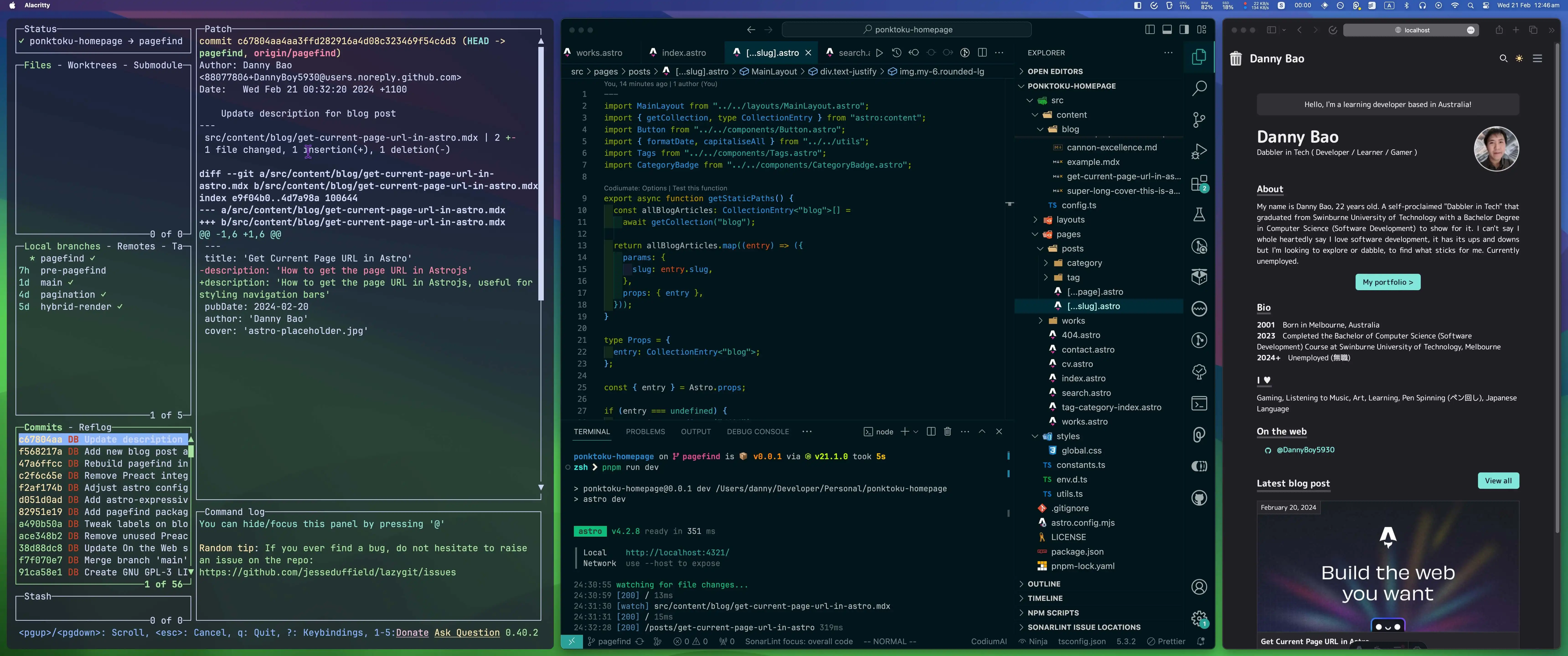 Widescreen dev environment