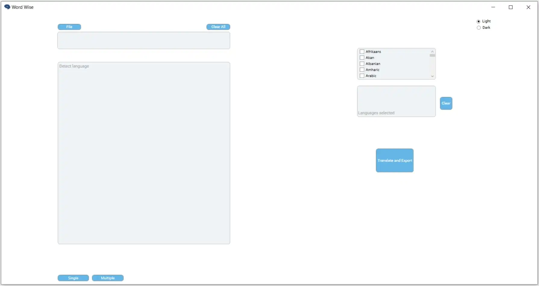 WordWise multi-document translation page